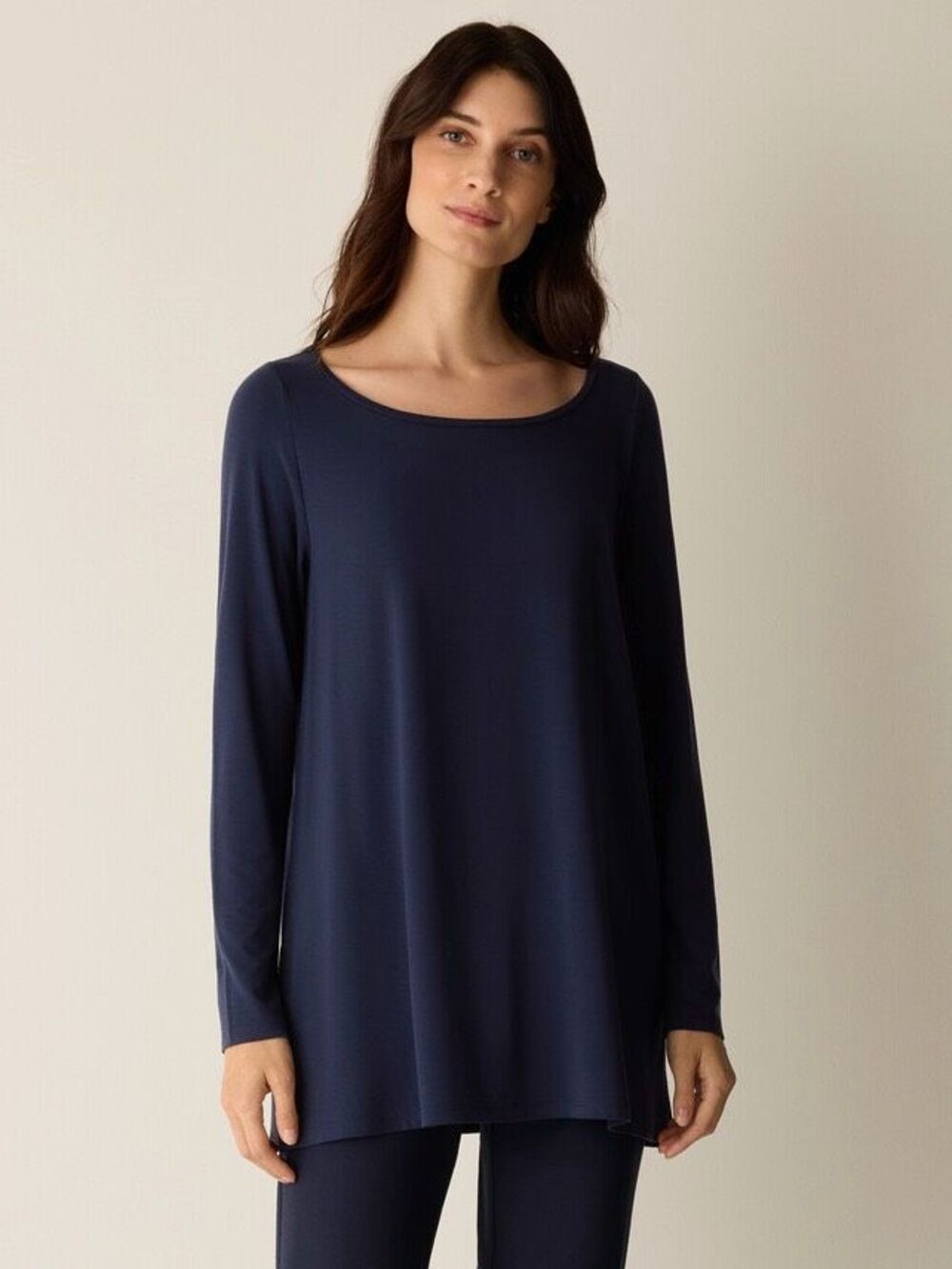 Eileen Fisher Fine Jersey Ballet Neck Long Top Size S